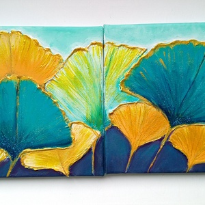 Ginkgo Biloba páros festmény  - művészet - festmény - akril - Meska.hu