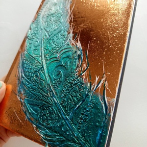 Türkiz toll bronz ragyogásban, Otthon & Életmód, Papír, írószer, Naptár & Tervező, Festett tárgyak, MESKA