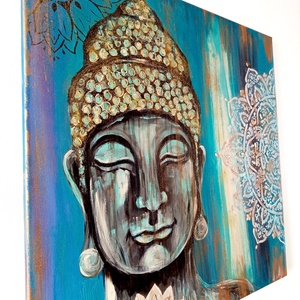 Buddha strukturált festmény  - művészet - festmény - akril - Meska.hu