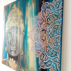 Buddha strukturált festmény  - művészet - festmény - akril - Meska.hu