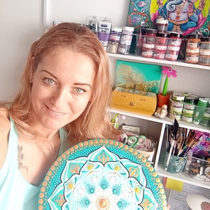 Arany Türkiz Harmónia - művészet - festmény - akril - Meska.hu