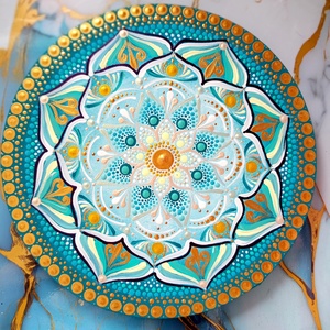 Arany Türkiz Harmónia - művészet - festmény - akril - Meska.hu