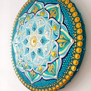 Arany Türkiz Harmónia - művészet - festmény - akril - Meska.hu