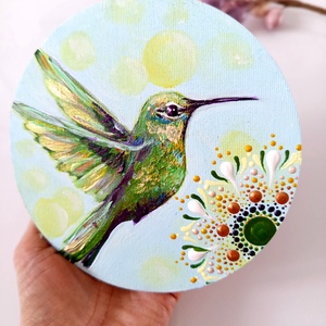 Kolibri hűtőmágnes , Művészet, Festmény, Akril, Festett tárgyak, MESKA