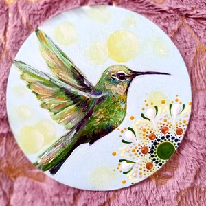 Kolibri hűtőmágnes  - művészet - festmény - akril - Meska.hu