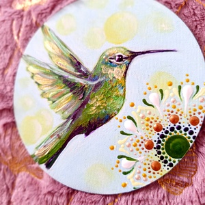 Kolibri hűtőmágnes  - művészet - festmény - akril - Meska.hu