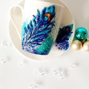 Pávatoll csésze szett - otthon & életmód - konyhafelszerelés, tálalás - tálalás - bögre & csésze - Meska.hu