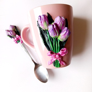 Tulipán csésze kanállal - Meska.hu