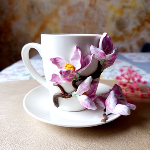 Magnólia Varázs csésze aljal - otthon & életmód - konyhafelszerelés, tálalás - tálalás - bögre & csésze - Meska.hu