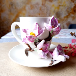 Magnólia Varázs csésze aljal - otthon & életmód - konyhafelszerelés, tálalás - tálalás - bögre & csésze - Meska.hu