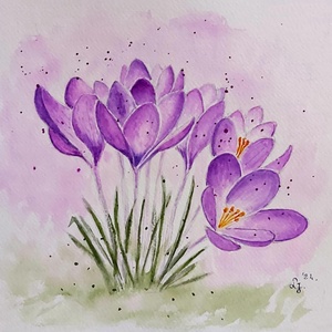 Lila krókuszok , Művészet, Festmény, Akvarell, , MESKA