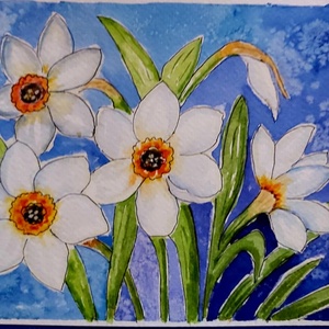 Nárciszok   - művészet - festmény - akvarell - Meska.hu