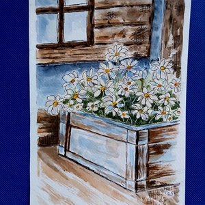 Margaréták faládában , Művészet, Festmény, Akvarell, , MESKA