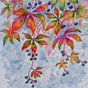 Vadszőlő  - művészet - festmény - akvarell - Meska.hu