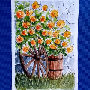 Sárga rózsák , Művészet, Festmény, Akvarell, Festészet, MESKA