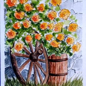 Sárga rózsák  - művészet - festmény - akvarell - Meska.hu