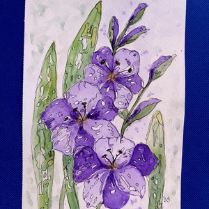 Lila kardvirágok, Művészet, Festmény, Akvarell, , MESKA