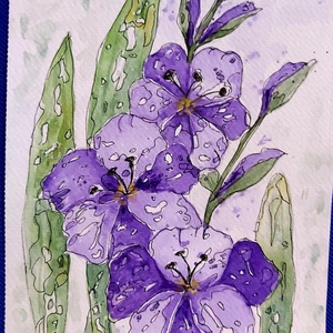 Lila kardvirágok - művészet - festmény - akvarell - Meska.hu