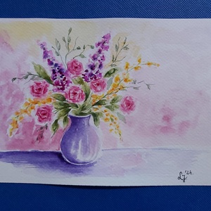 Tavaszi virágcsokor , Művészet, Festmény, Akvarell, Festészet, MESKA