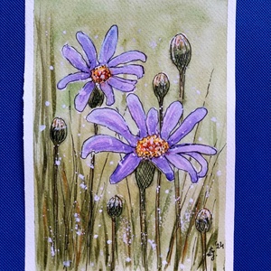 Kék virágok , Művészet, Festmény, Akvarell, , MESKA