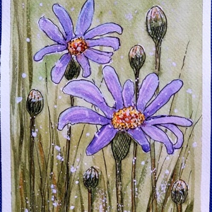 Kék virágok  - művészet - festmény - akvarell - Meska.hu