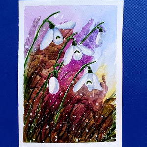 Hóvirágok , Művészet, Festmény, Akvarell, Festészet, MESKA