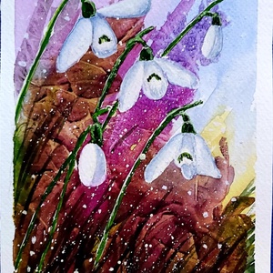 Hóvirágok  - művészet - festmény - akvarell - Meska.hu