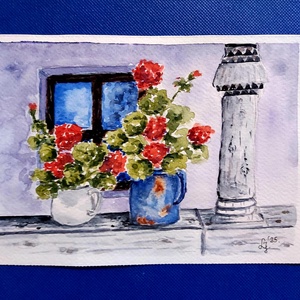 Falusi idill  , Művészet, Festmény, Akvarell, Festészet, MESKA