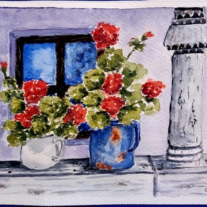 Falusi idill   - művészet - festmény - akvarell - Meska.hu