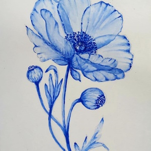 Kékség  akvarell, Művészet, Festmény, Akvarell, Festészet, MESKA