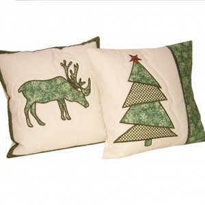 Díszpárnahuzat karácsonyra, adventre -rénszarvassal, fenyővel applikált- - Meska.hu