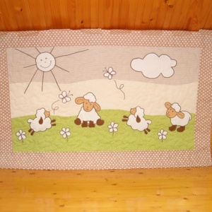 Báránykás falvédő gyerekszobába, Baba - mama, Falvédő gyerekszobába, Babaszoba dekoráció, Patchwork, foltvarrás, MESKA