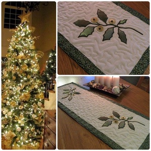 Magyal karácsonyi asztalterítő, asztali futó ebédlőbe, nappaliba - karácsony - karácsonyi lakásdekoráció - ünnepi asztaldekoráció - Meska.hu