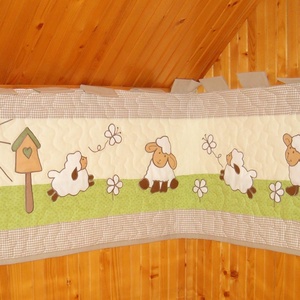 Bárányos falvédő gyerekszobába, babaszobába, Otthon & Lakás, Babaszoba, gyerekszoba, Falvédő gyerekszobába, Patchwork, foltvarrás, Meska