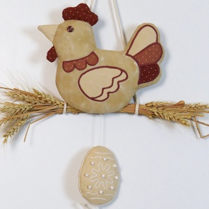 Húsvéti  dekoráció, tyúkanyó, tojások függődísz ajtóra, beltérre - otthon & életmód - dekoráció - fali és függő dekoráció - függődísz - Meska.hu