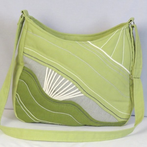 Zöld válltáska,  nagy pakolható táska,  egyedi, designer divat táska, vállon átvethető, Táska & Tok, Kézitáska & válltáska, Nagy pakolós táska, Patchwork, foltvarrás, Hímzés, MESKA