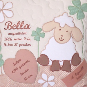 Születési emlék, emlékpárna, bárányos párna babaszületésre, babalátogatóra, névre szóló, egyedi - baba - mama - babaszoba dekoráció - gyerek díszpárna - Meska.hu