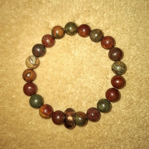 Boros Picasso jáspis ásványkarkötő, Ékszer, Karkötő, Ásványkarkötő, Ékszerkészítés, Gyöngyfűzés, gyöngyhímzés, MESKA