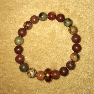 Sörös Picasso jáspis ásványkarkötő, Ékszer, Karkötő, Ásványkarkötő, Ékszerkészítés, Gyöngyfűzés, gyöngyhímzés, MESKA