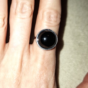 Ónix ásványköves rozsdamentes acél gyűrű - ékszer - gyűrű - kerek gyűrű - Meska.hu