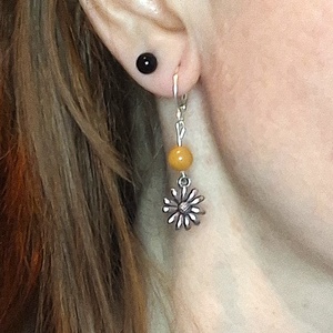 Virágos topáz ásvány fülbevaló - ékszer - fülbevaló - lógós kerek fülbevaló - Meska.hu