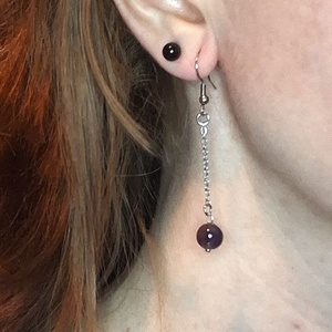 Ametiszt ásvány köves rozsdamentes acél fülbevaló - ékszer - fülbevaló - lógó fülbevaló - Meska.hu