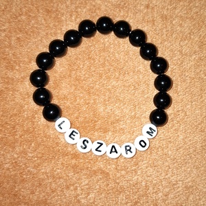 Leszarom ónix ásvány karkötő, Ékszer, Karkötő, Ásványkarkötő, Ékszerkészítés, Gyöngyfűzés, gyöngyhímzés, MESKA
