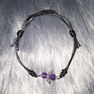 Védőangyal ametiszt köves zsinór karkötő , Ékszer, Karkötő, Ásványkarkötő, Ékszerkészítés, MESKA