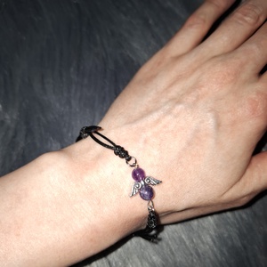 Védőangyal ametiszt köves zsinór karkötő  - ékszer - karkötő - ásványkarkötő - Meska.hu