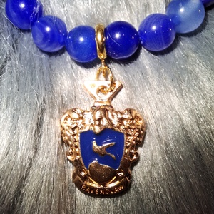 HOLLÓHÁT kék achát ásványkarkötő Harry Potteres charmmal - ékszer - karkötő - ásványkarkötő - Meska.hu