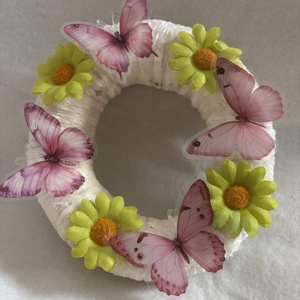 Asztaldísz, Otthon & Életmód, Dekoráció, Asztal és polc dekoráció, Asztaldísz, Mindenmás, Egyedi asztaldísz pillangókkal virágokkal. 15 x 4 cm. , MESKA
