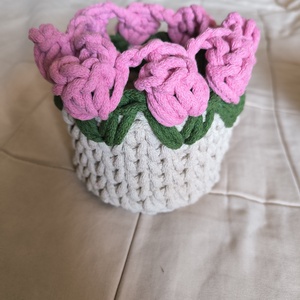 Horgolt tulipános tároló , Otthon & Életmód, Tárolás & Rendszerezés, Doboz, Horgolás, MESKA