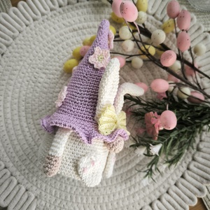 Horgolt nyuszis manó  - ünnepi díszek, dekorációk - húsvéti díszek és dekorációk - húsvéti asztaldíszek - Meska.hu