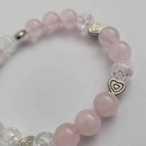Rózsakvarc-hegyikristály ásványkarkötő - Meska.hu